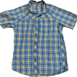 Men REI plaid button down shirt size large
